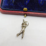 Sterling Silver Golfing Golfer Charm Pendant Vintage c1970