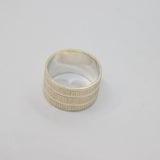 Sterling Silver Wide Textured Patterned Band Ring Vintage c1970 Size J 1/2