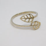 Sterling Silver Leaf Design Crossover Band Ring Vintage c1970 Size N 1/2
