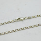Sterling Silver Flat Curb Link Chain Necklace Vintage c1970s 18" Length