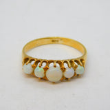 Victorian 18ct Yellow Gold Graduating Opal Dress Ring Antique c1880s