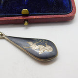 Sterling Silver Niello Enamel Goddess Drop Charm Pendant Vintage c1970