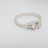 Sterling Silver Engagement Ring With Cubic Zirconia Vintage c1970 Size N