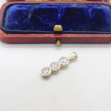 Sterling Silver Diamond Paste Drop Charm Pendant Vintage c1970