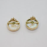 Pair of Sterling Silver Natural Shell Round Studio Stud Earrings Vintage c1990