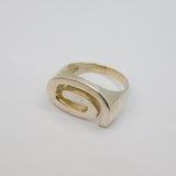 Sterling Silver Swirly Spiral Studio Dress Band Ring Modern c1990 Size O 1/2