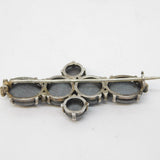 Sterling Silver, Pearl, Turquoise & Haematite Brooch Antique c1920s Deco