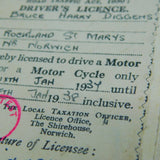 Pair of Antique Red Card Norfolk Council Driving Licences 1934-1939 Art Deco
