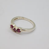 Sterling Silver Triple Pink Topaz Wishbone Ring Vintage c1970 Size L