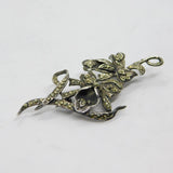 Sterling Silver Art Deco Marcasite Floral Spray Pin Brooch Antique c1930