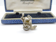 Sterling Silver Traditional Victorian Horse Carriage Charm Pendant Vintage c1970