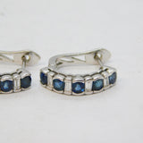 Pair of Contemporary 18ct White Gold, Sapphire & Diamond Hoop Earrings