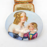 Victorian Hand Painted Porcelain Mother & Child Plaque Antique c1860