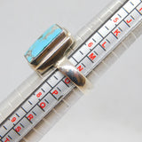 Sterling Silver Natural Turquoise Studio Style Ring Vintage c1990 Size N 1/2