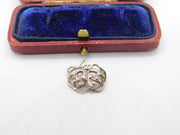 Sterling Silver Comedy Tragedy Muse Masks Charm Pendant Vintage c1970