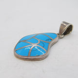 Sterling Silver & Blue Howite Drop Pendant Vintage c1970s