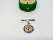 Victorian Sterling Silver Enamel Love Token Groat Coin Brooch Antique 1843