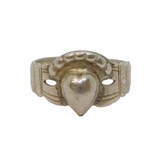 Sterling Silver Celtic Claddagh Style Sweetheart Ring Vintage c1970 Size S UK