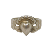 Sterling Silver Celtic Claddagh Style Sweetheart Ring Vintage c1970 Size S UK