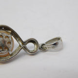 Sterling Silver Cultured Pearl & Paste Set Drop Charm Pendant Vintage c1970