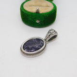 Sterling Silver Purple Quartz Drop Charm Pendant Vintage c1970