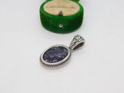 Sterling Silver Purple Quartz Drop Charm Pendant Vintage c1970