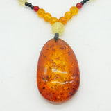 Large Graduating Mixed Colour Amber & Cherry Amber Medallion Necklace Vintage