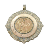 Sterling Silver & Gold Cricket Sporting Fob Medal Antique 1930 Birmingham