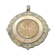 Sterling Silver & Gold Cricket Sporting Fob Medal Antique 1930 Birmingham