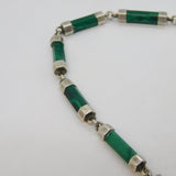 19th Century Scottish Sterling Silver & Malachite Padlock Panel Necklace Antique