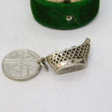 Sterling Silver Champagne Ice Bucket Charm Pendant Vintage c1970