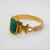 Georgian 15ct Yellow Gold & Malachite Set Dress Ring Antique c1790s