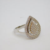 Sterling Silver Paste Set Peardrop Shape Statement Ring Vintage c1970 Size L