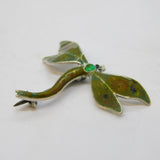Art Deco Sterling Silver & Enamel Dragonfly Brooch Pin Antique c1920s