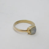 Sterling Silver Square Cabochon Moonstone Dress Ring Vintage c1970 Size N 1/2