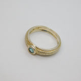 Sterling Silver Blue Topaz Textured Dress Band Ring Vintage c1970 Size O 1/2