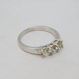 Sterling Silver  White Sapphire Three Stone Dress Ring Vintage c1990 Size R 1/2