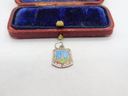 Sterling Silver and Enamel Blackpool Travel Shield Charm Pendant Vintage c1970