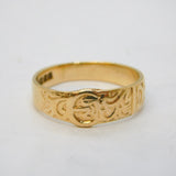 9ct Yellow Gold Sweetheart Buckle Band Ring Vintage 1976 Birmingham
