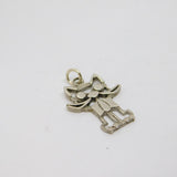 Sterling Silver Cartoon Cat Charm Pendant Vintage c1970