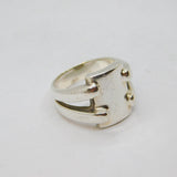 Sterling Silver Studio Style Split Band Signet Ring Modern c1990 Size P