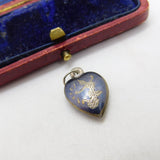 Sterling Silver Siam Niello Heart Charm Pendant Vintage c1970