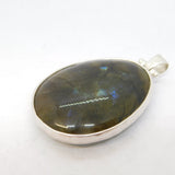 Studio Jewellery Large Sterling Silver Labradorite Drop Pendant Vintage c1970