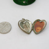 Sterling Silver Heart Locket Charm Pendant Vintage c1970