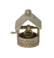 Sterling Silver Good Luck Wishing Well Charm Pendant Vintage c1970