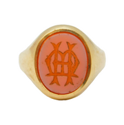9ct Yellow Gold & Carved Sardonyx Monogram 'MH' Intaglio Signet Ring