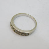 Sterling Silver 7 White Topaz Half Eternity Band Ring Vintage c1970 Size O 1/2