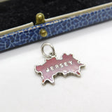 Sterling Silver & Enamel Jersey Outline National Charm Pendant Vintage c1970