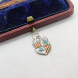 Sterling Silver and Enamel Figueras Travel Shield Charm Pendant Vintage c1970