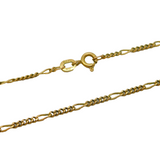 9ct Yellow Gold Essential Figaro Link Chain Necklace Vintage c1970s 52cm Length